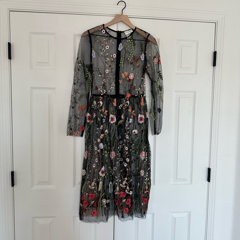 Sheer black floral dress